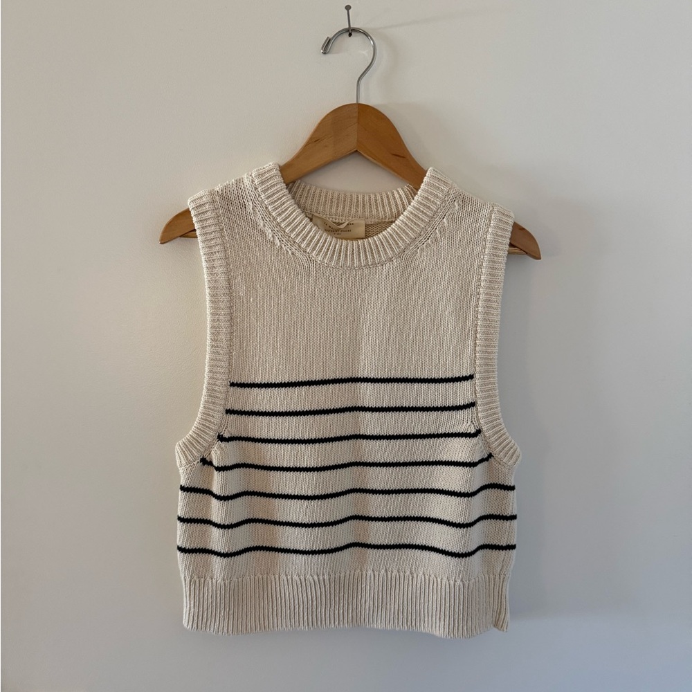 Sezane Striped Sleeveless Knit Sweater